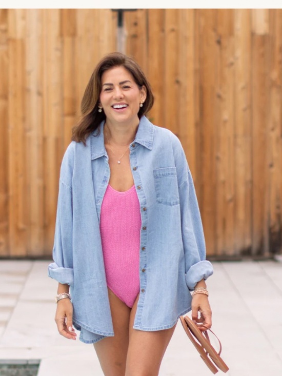 One Wednesday Tops - One Wednesday: The Chambray Button Up The jilly box size XL 100% cotton